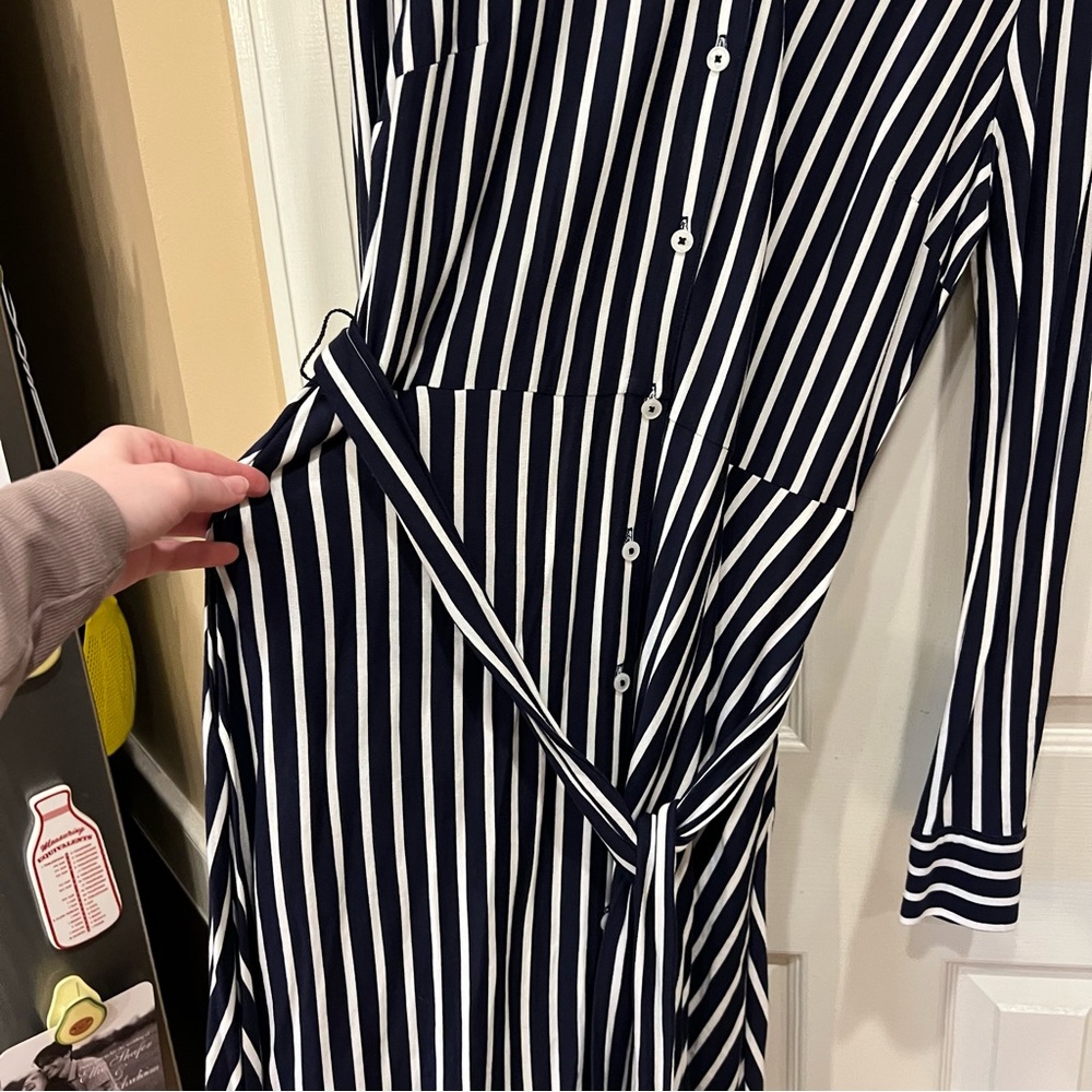 NEW Boden Marcia Dress Women 10 Long Jersey Shirtdress Striped Tie Belt Nautical - Picture 5 of 8